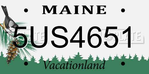 5US4651 Maine License Plate