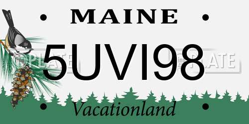 5UVI98 Maine License Plate