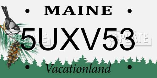 5UXV53 Maine License Plate