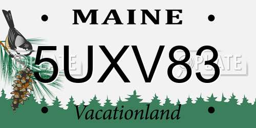 5UXV83 Maine License Plate