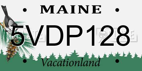 5VDP128 Maine License Plate