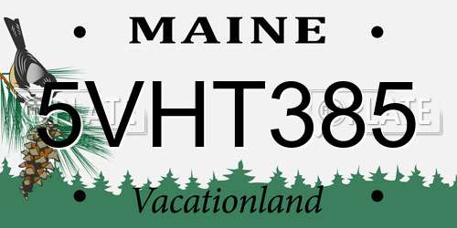 5VHT385 Maine License Plate