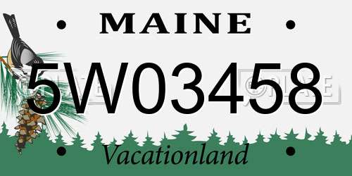 5W03458 Maine License Plate