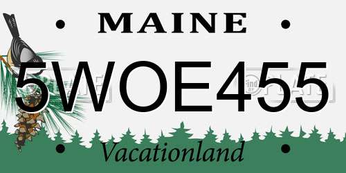 5WOE455 Maine License Plate