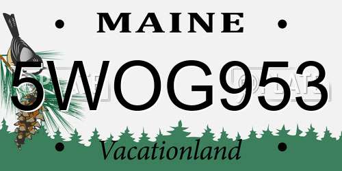 5WOG953 Maine License Plate