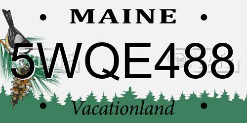 5WQE488 Maine License Plate
