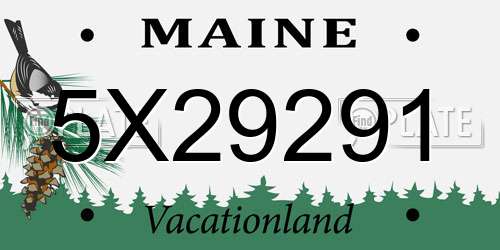 5X29291 Maine License Plate
