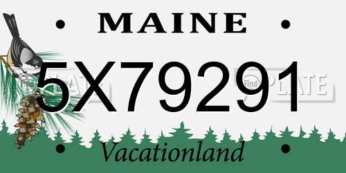 5X79291 Maine License Plate