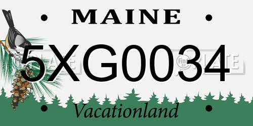 5XG0034 Maine License Plate