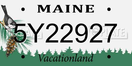 5Y22927 Maine License Plate