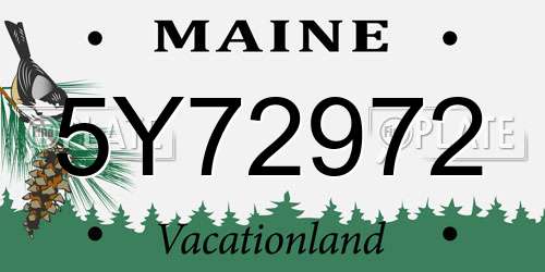 5Y72972 Maine License Plate