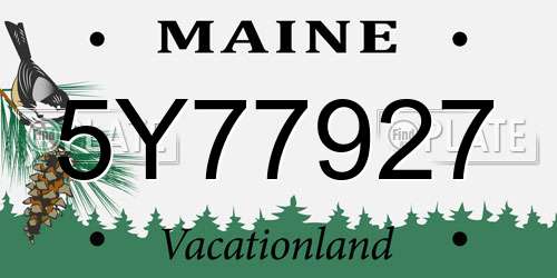 5Y77927 Maine License Plate