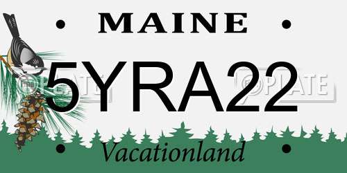 5YRA22 Maine License Plate