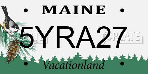 5YRA27 Maine License Plate