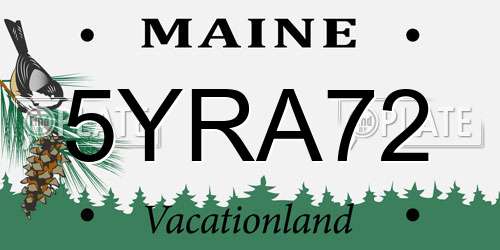 5YRA72 Maine License Plate