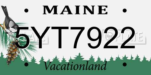5YT7922 Maine License Plate