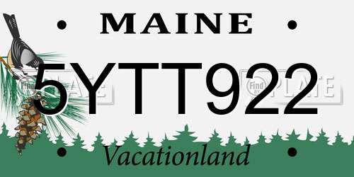 5YTT922 Maine License Plate