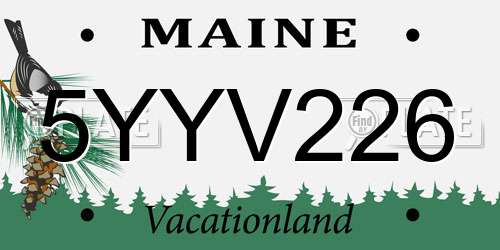 5YYV226 Maine License Plate