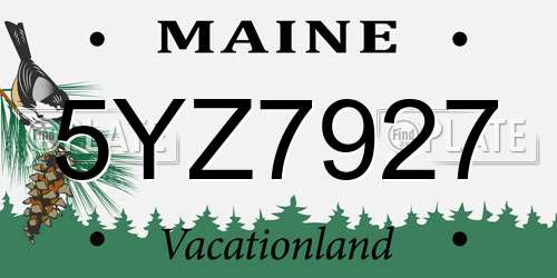 5YZ7927 Maine License Plate