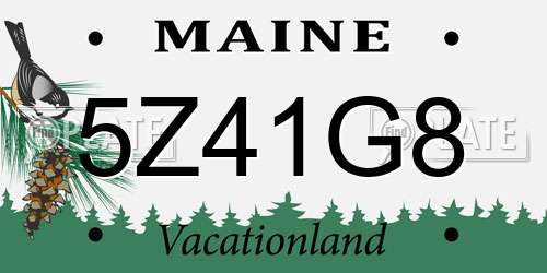 5Z41G8 Maine License Plate