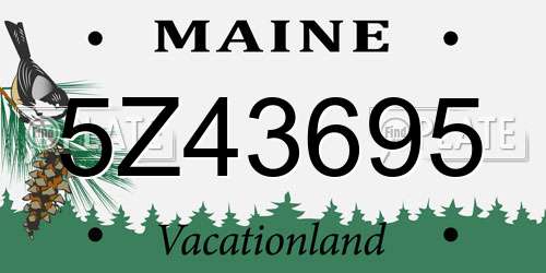 5Z43695 Maine License Plate