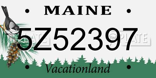 5Z52397 Maine License Plate