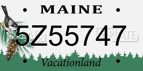 5Z55747 Maine License Plate