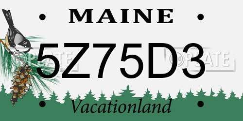 5Z75D3 Maine License Plate