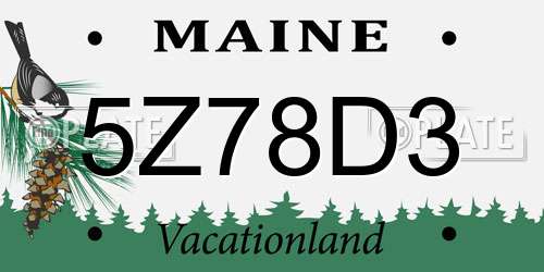 5Z78D3 Maine License Plate