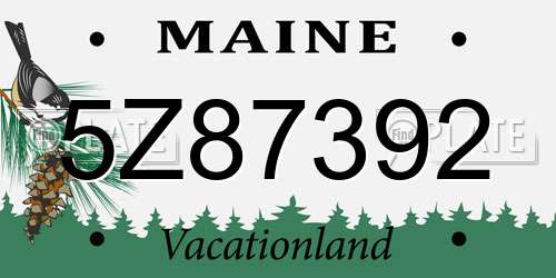 5Z87392 Maine License Plate