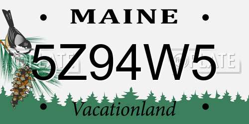 5Z94W5 Maine License Plate