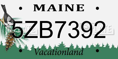 5ZB7392 Maine License Plate