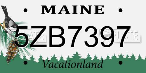 5ZB7397 Maine License Plate