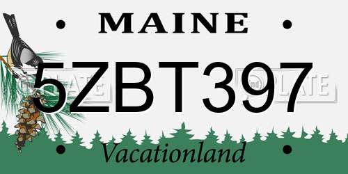 5ZBT397 Maine License Plate