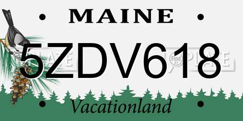 5ZDV618 Maine License Plate