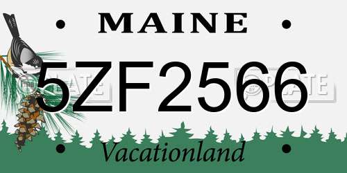 5ZF2566 Maine License Plate