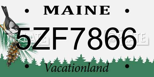 5ZF7866 Maine License Plate