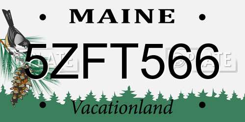 5ZFT566 Maine License Plate