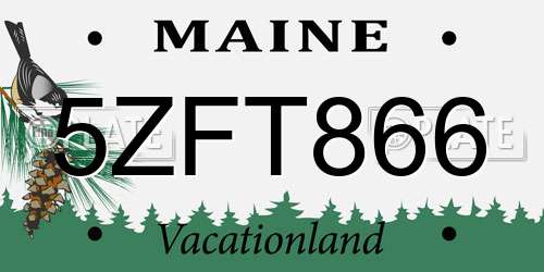 5ZFT866 Maine License Plate