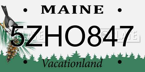 5ZHO847 Maine License Plate