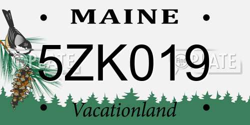 5ZK019 Maine License Plate
