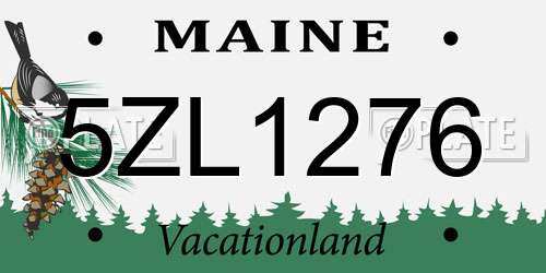 5ZL1276 Maine License Plate