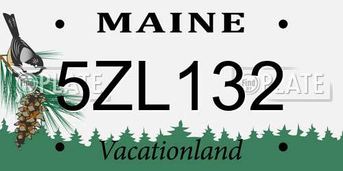 5ZL132 Maine License Plate