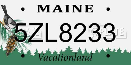 5ZL8233 Maine License Plate
