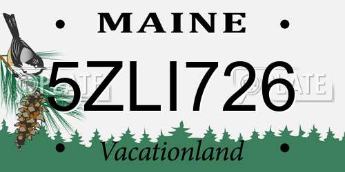 5ZLI726 Maine License Plate