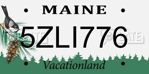 5ZLI776 Maine License Plate