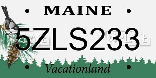 5ZLS233 Maine License Plate