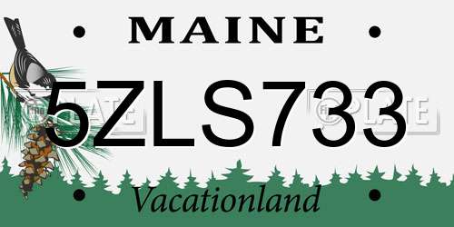 5ZLS733 Maine License Plate