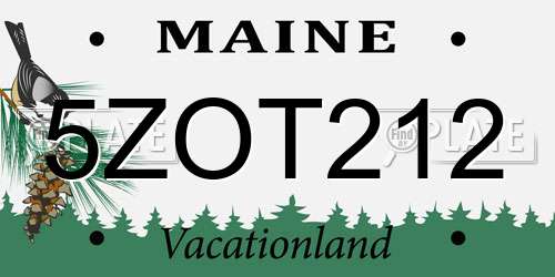 5ZOT212 Maine License Plate