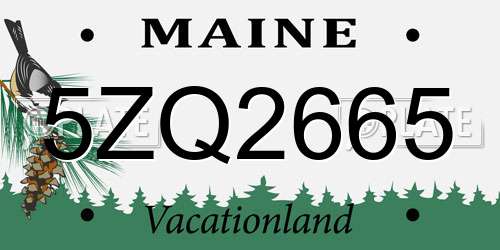 5ZQ2665 Maine License Plate